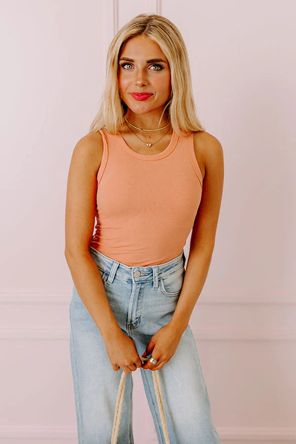 Not Your Basic Ribbed Top In Orange