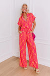 Set For Vacay Jumpsuit in Hot Pink