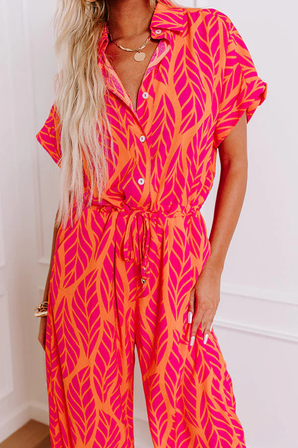 Set For Vacay Jumpsuit in Hot Pink