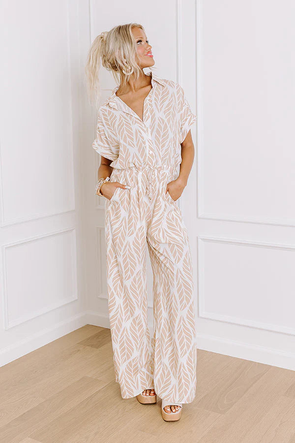 Set For Vacay Jumpsuit in Iced Latte