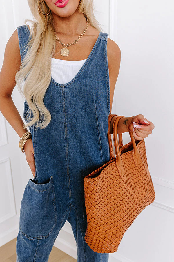 Latte Break Denim Jumpsuit