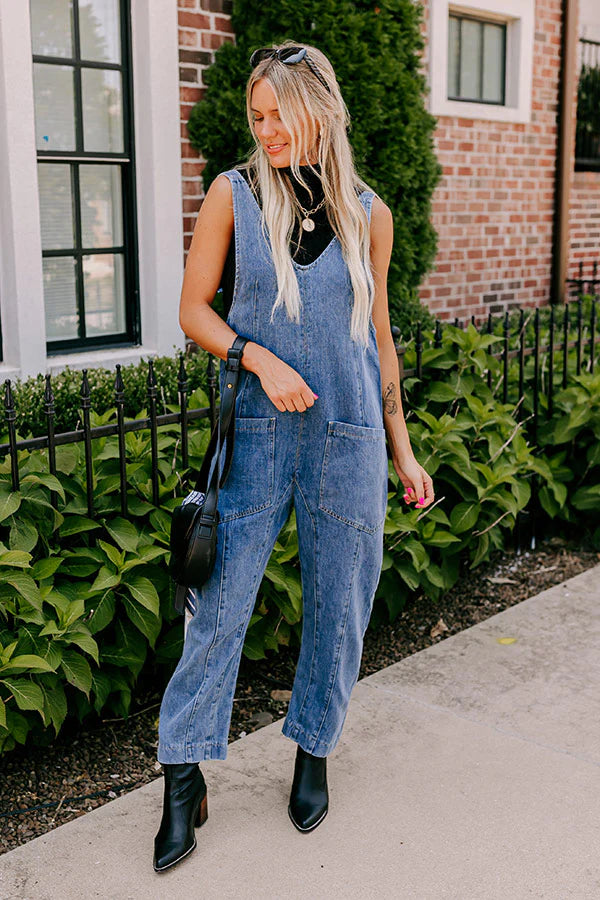 Latte Break Denim Jumpsuit