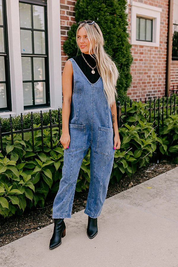 Latte Break Denim Jumpsuit