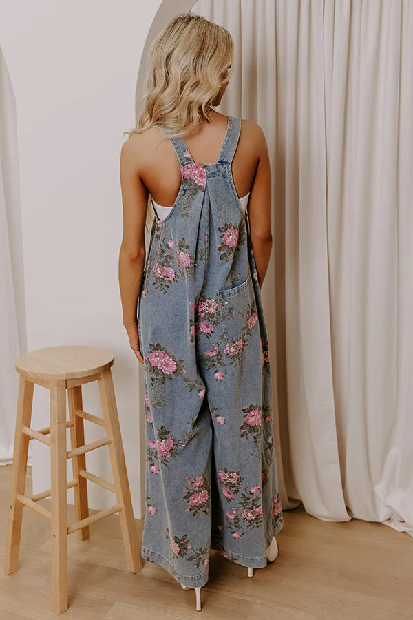 Botanical Brunch Wide Leg Denim Jumpsuit