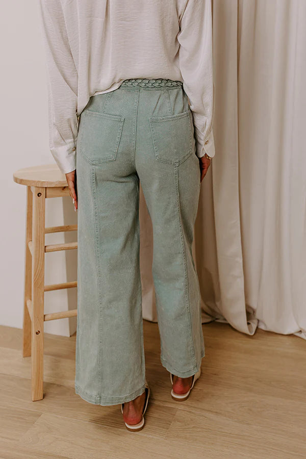 The Julie High Waist Wide Leg Jean in Sage