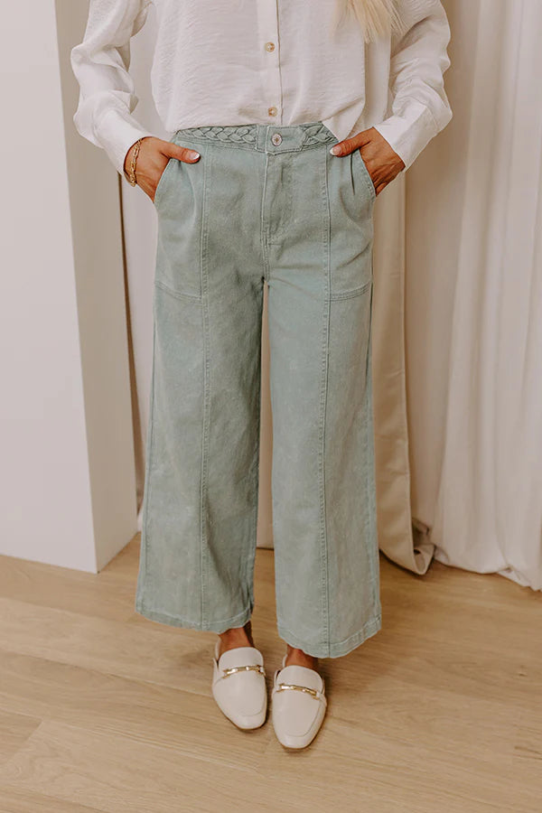 The Julie High Waist Wide Leg Jean in Sage