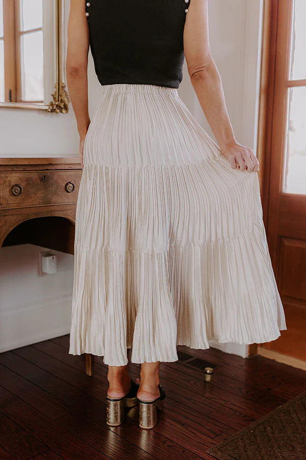 The Jenny High Waist Pleated Midi Skirt