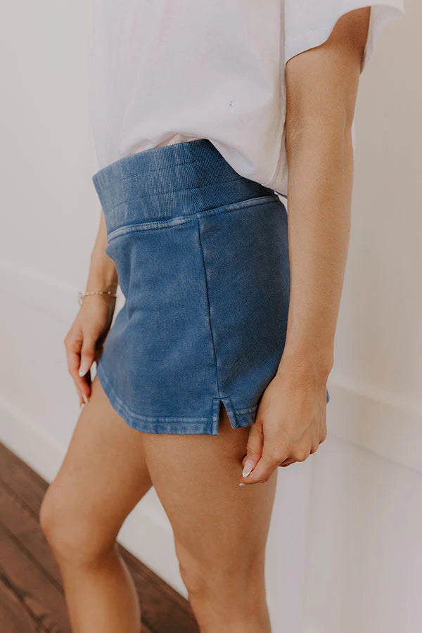 Always On The Go Vintage Wash Skort in Blue