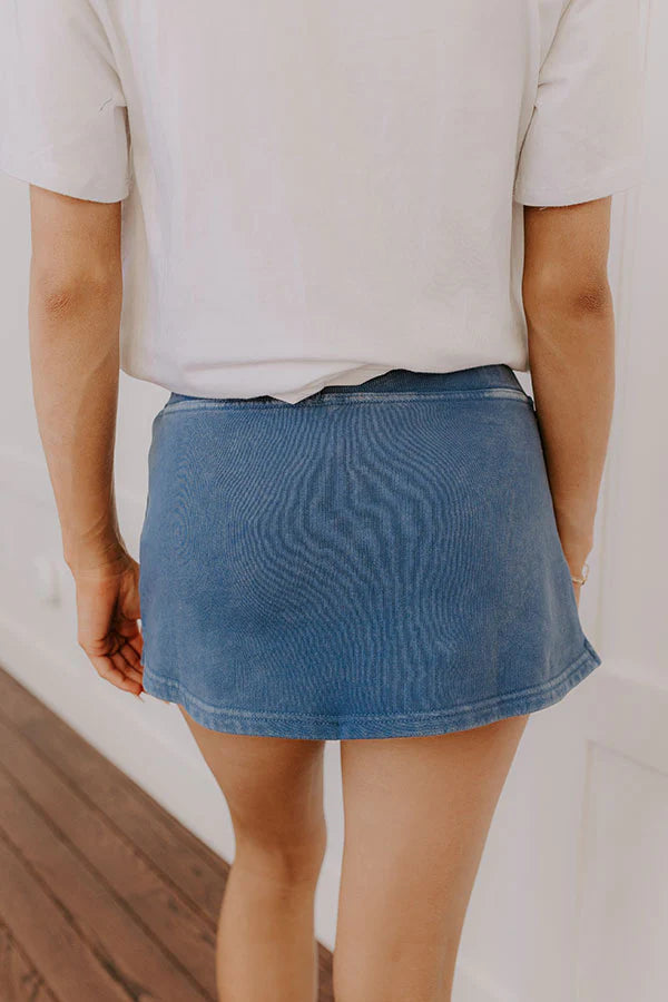 Always On The Go Vintage Wash Skort in Blue