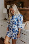 Sweet Surprise Floral Romper in Royal Blue