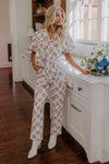 Strolling Through Catalina Floral Denim Jumpsuit