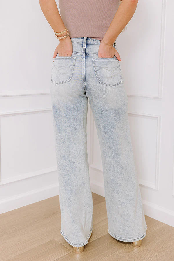 JUDY BLUE Vera High Waist Wide Leg Acid Wash Jean