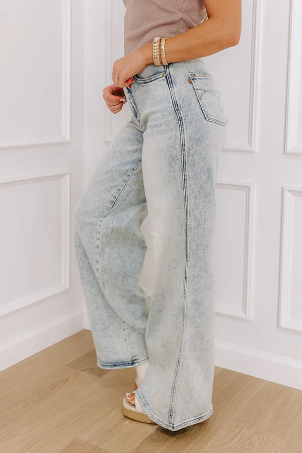 JUDY BLUE Vera High Waist Wide Leg Acid Wash Jean