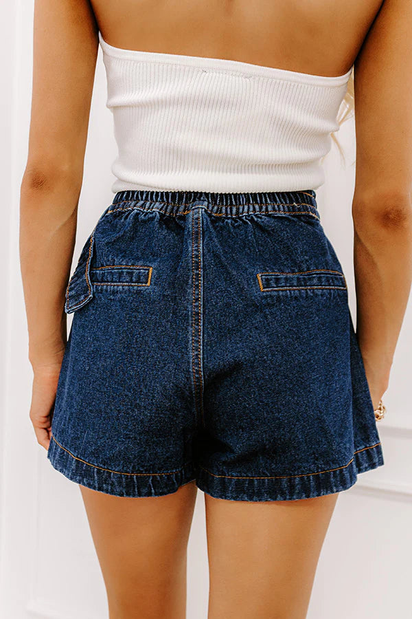 The Jane High Waist Denim Skort in Dark Wash