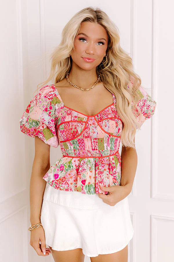 Chateau Lovely Floral Smocked Top