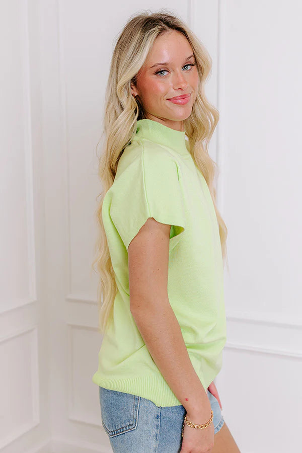 Statement Piece Knit Top in Lime Punch