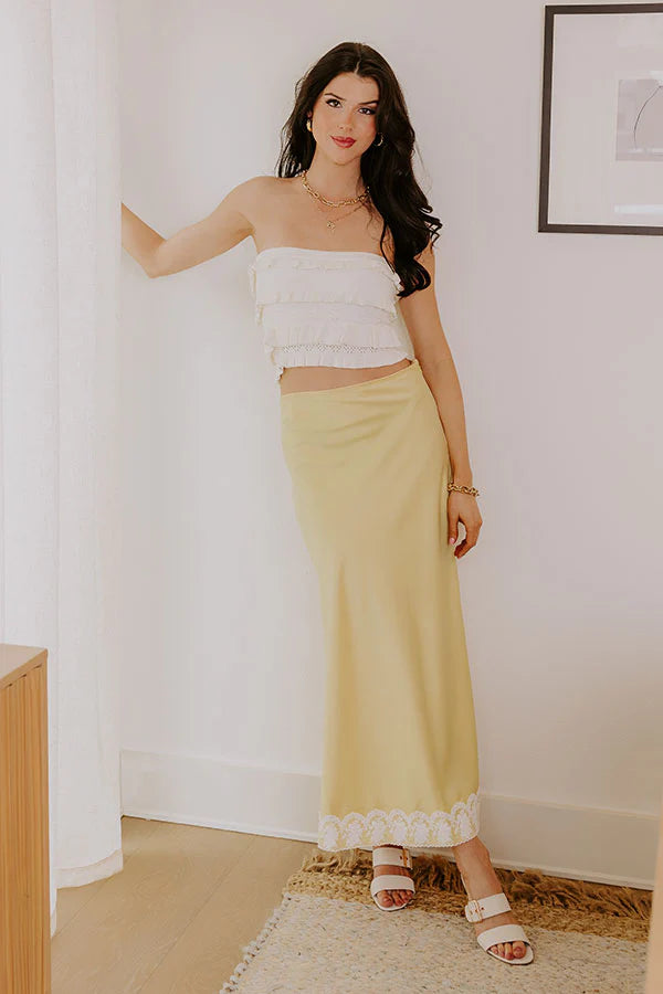 The Anna High Waist Satin Midi Skirt