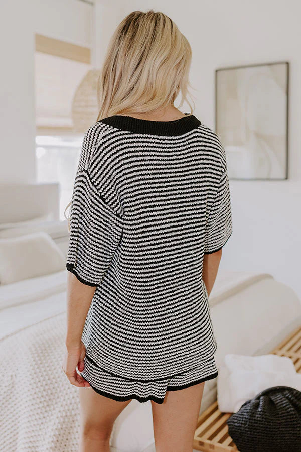 Lake Days Stripe Knit Top in Black