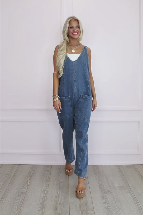 Latte Break Denim Jumpsuit